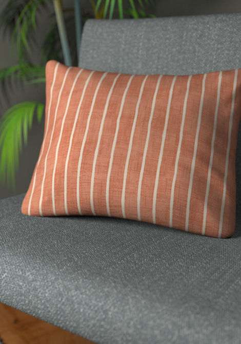 PENCIL STRIPE PAPRIKA ILIV626 CUSHION PLAIN